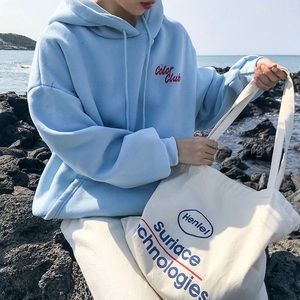 yesstyle blue embroidered color club hoodie